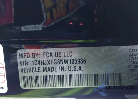 2022 Jeep Wrangler Unlimited Rubicon 4X4 z USA, uszkodzony, nr VIN 1C4HJXFG8NW105936